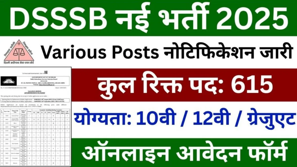 DSSSB Various Post Recruitment 2025